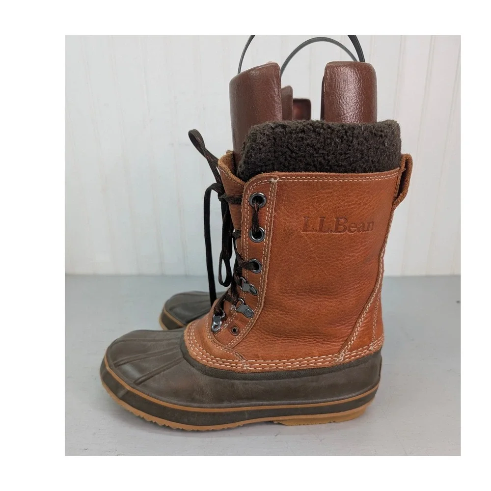 LL Bean Men's Snow Waterproof Leather‎ Duck Boots Winter Brown Size 8 M 299620